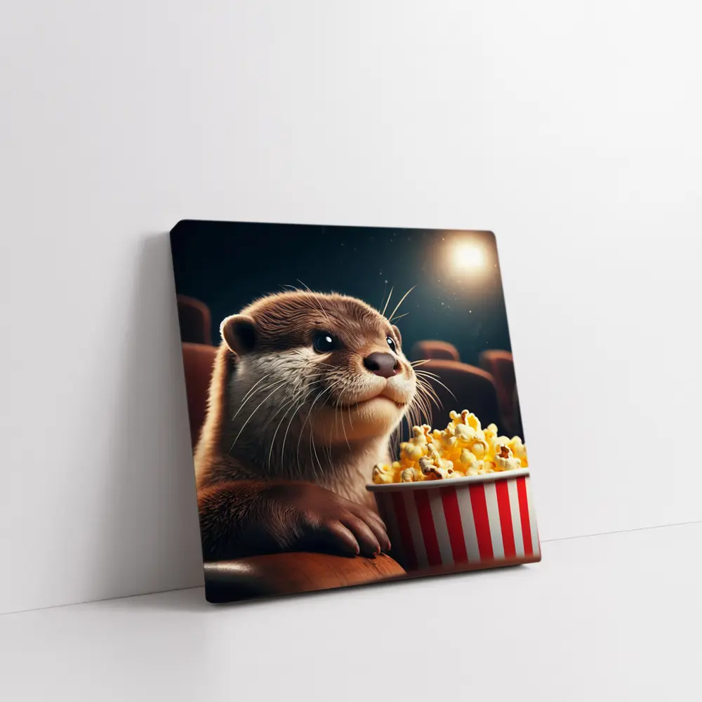 Otter Watching Movie With Popcorn – Wall Art
