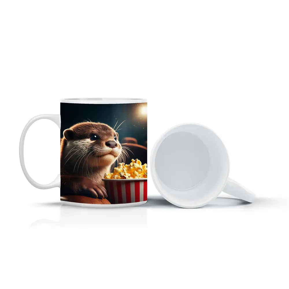 Otter Watching Movie With Popcorn – Mugs
