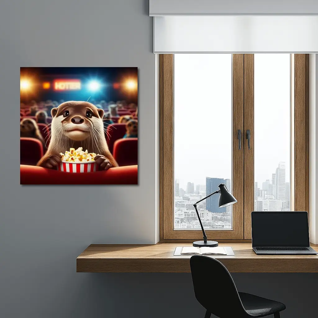 Otter Watching Movie With Popcorn – Wall Art