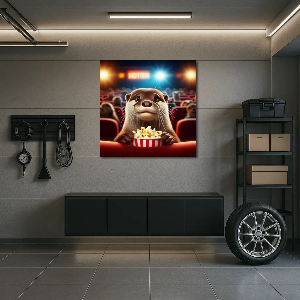Otter Watching Movie With Popcorn – Wall Art