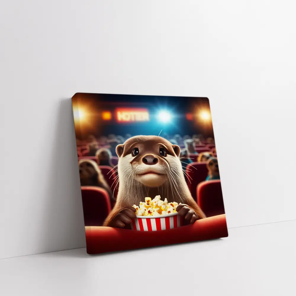 Otter Watching Movie With Popcorn – Wall Art