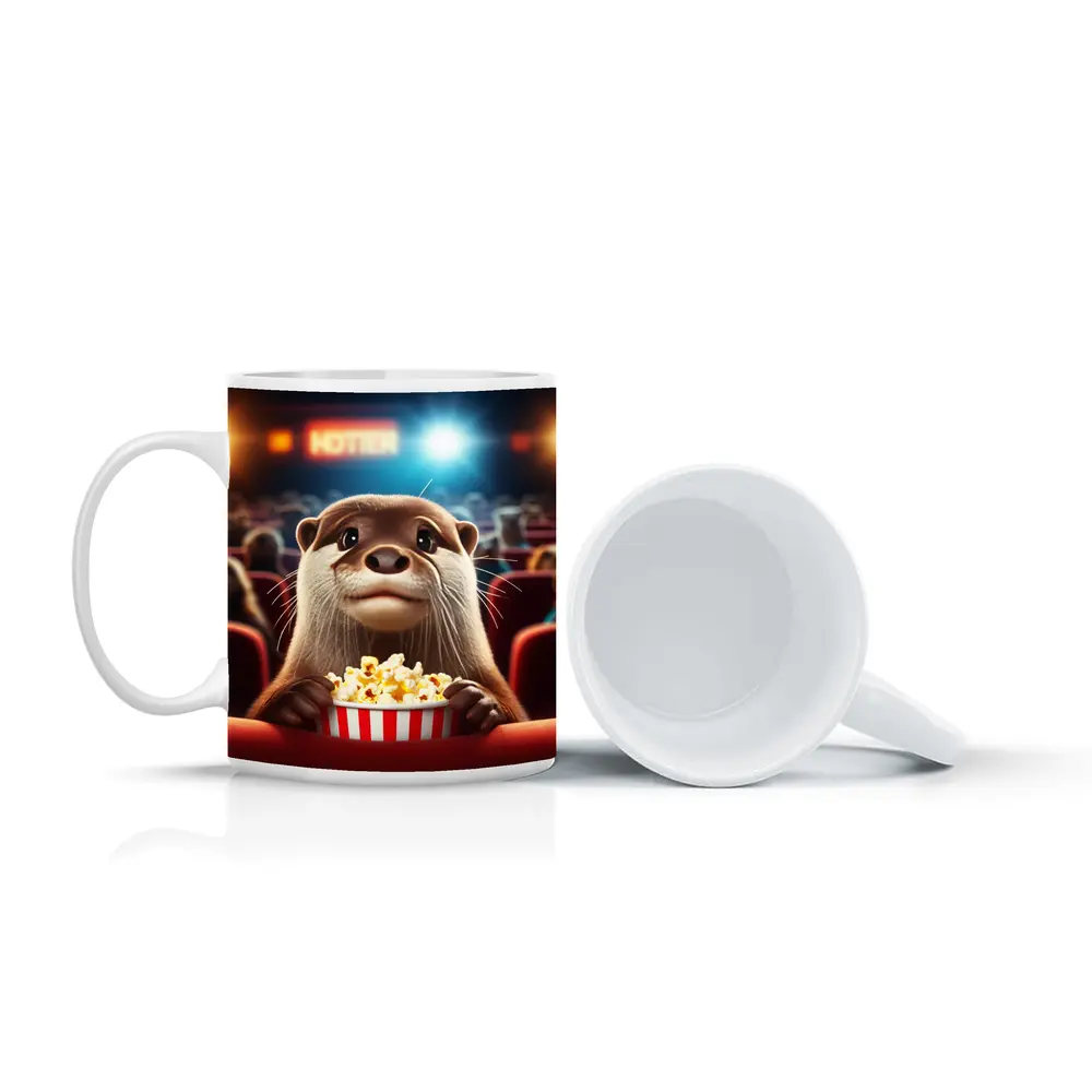 Otter Watching Movie With Popcorn – Mugs