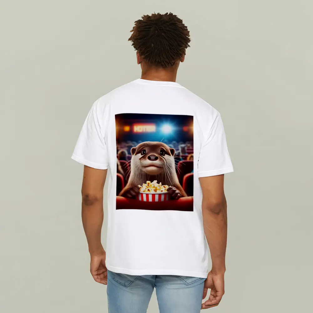 Otter Watching Movie With Popcorn – T-Shirts
