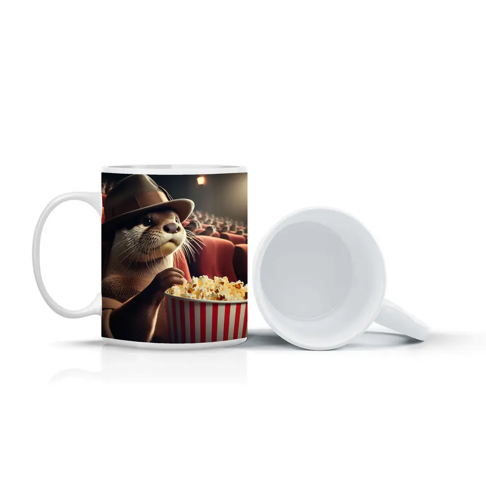 Otter Wearing Hat Eating Popcorn Cinema – Mugs
