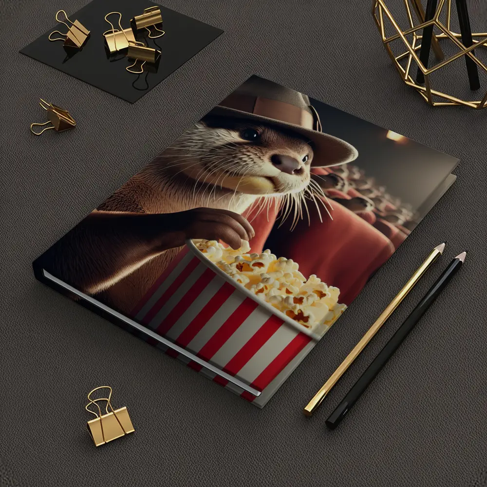 Otter Wearing Hat Eating Popcorn Cinema – Notebooks
