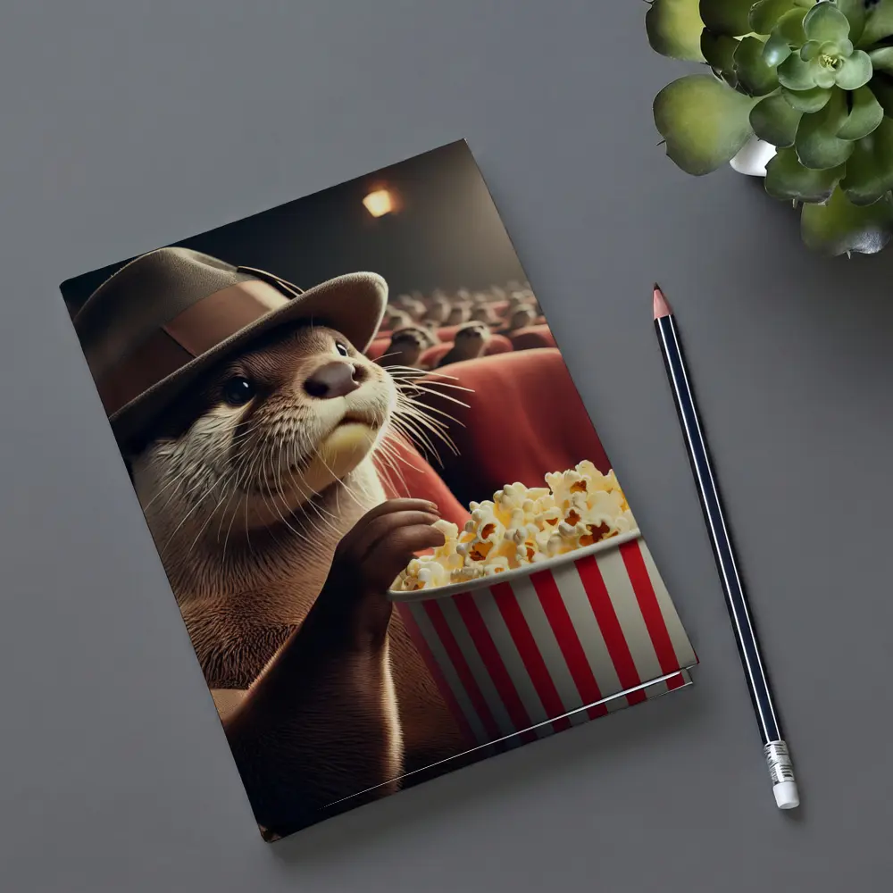 Otter Wearing Hat Eating Popcorn Cinema – Notebooks