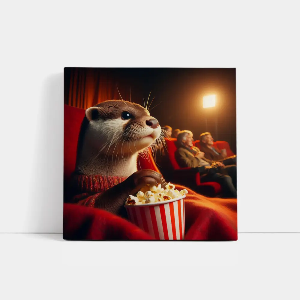 Otter Eating Popcorn In Movie Theater – Wall Art