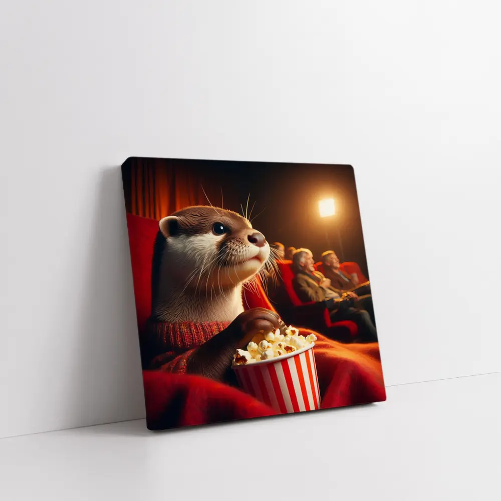 Otter Eating Popcorn In Movie Theater – Wall Art