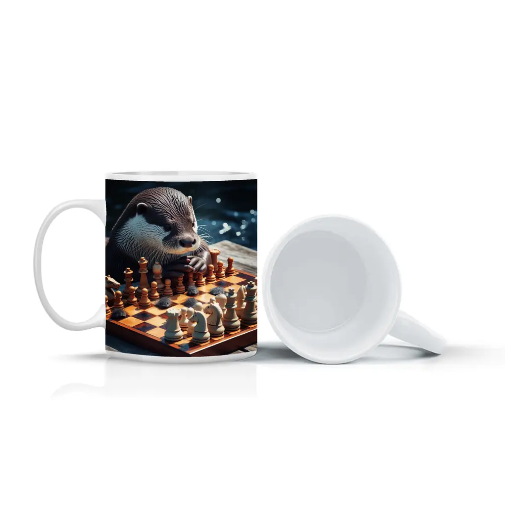 Otter Playing Chess By The Water – Mugs