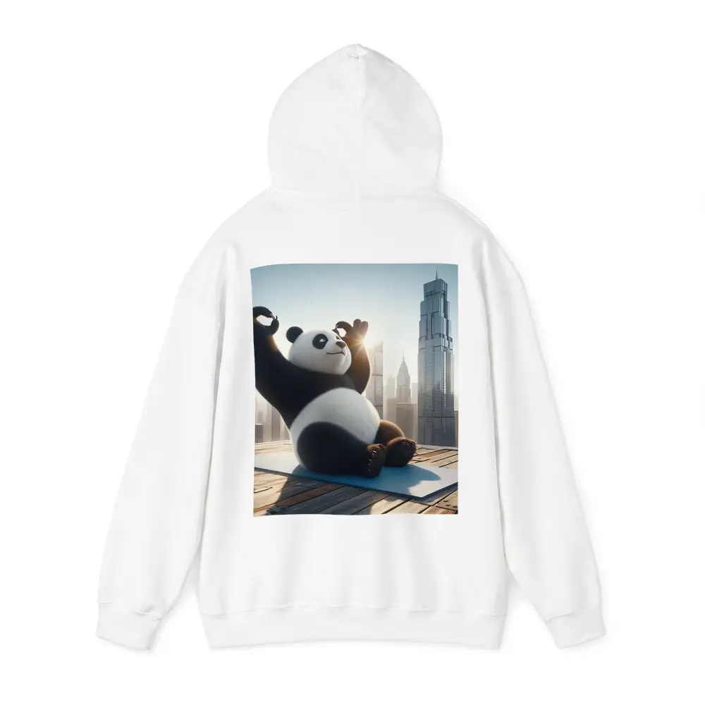 Panda Doing Yoga City Skyline Background – Hoodies