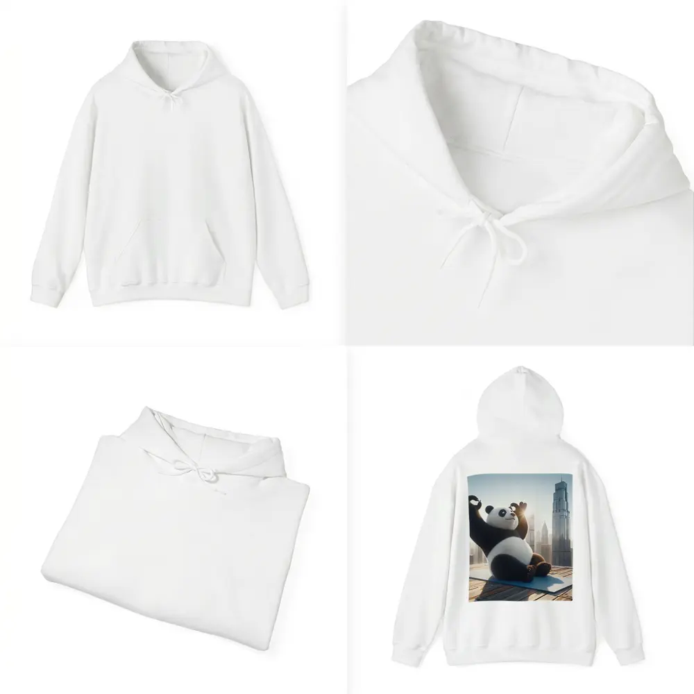 Panda Doing Yoga City Skyline Background – Hoodies