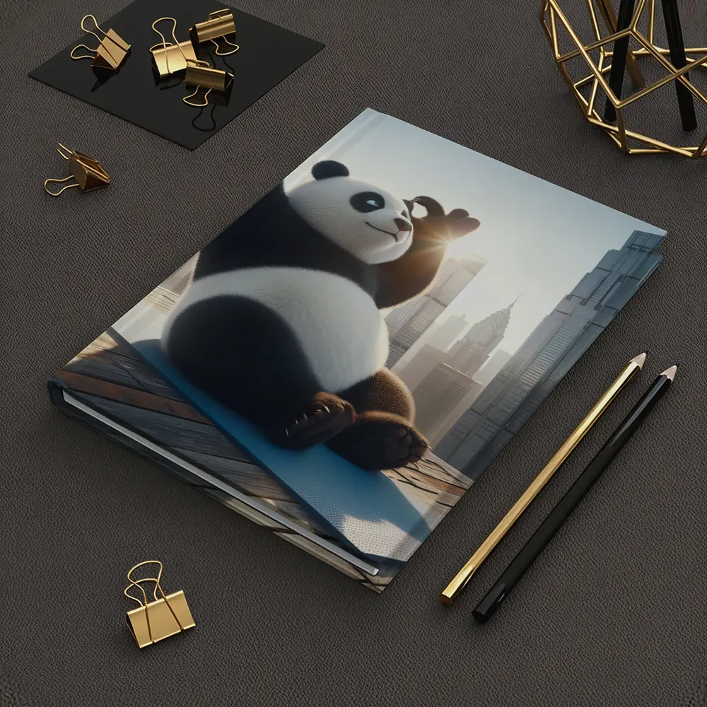 Panda Doing Yoga City Skyline Background – Notebooks