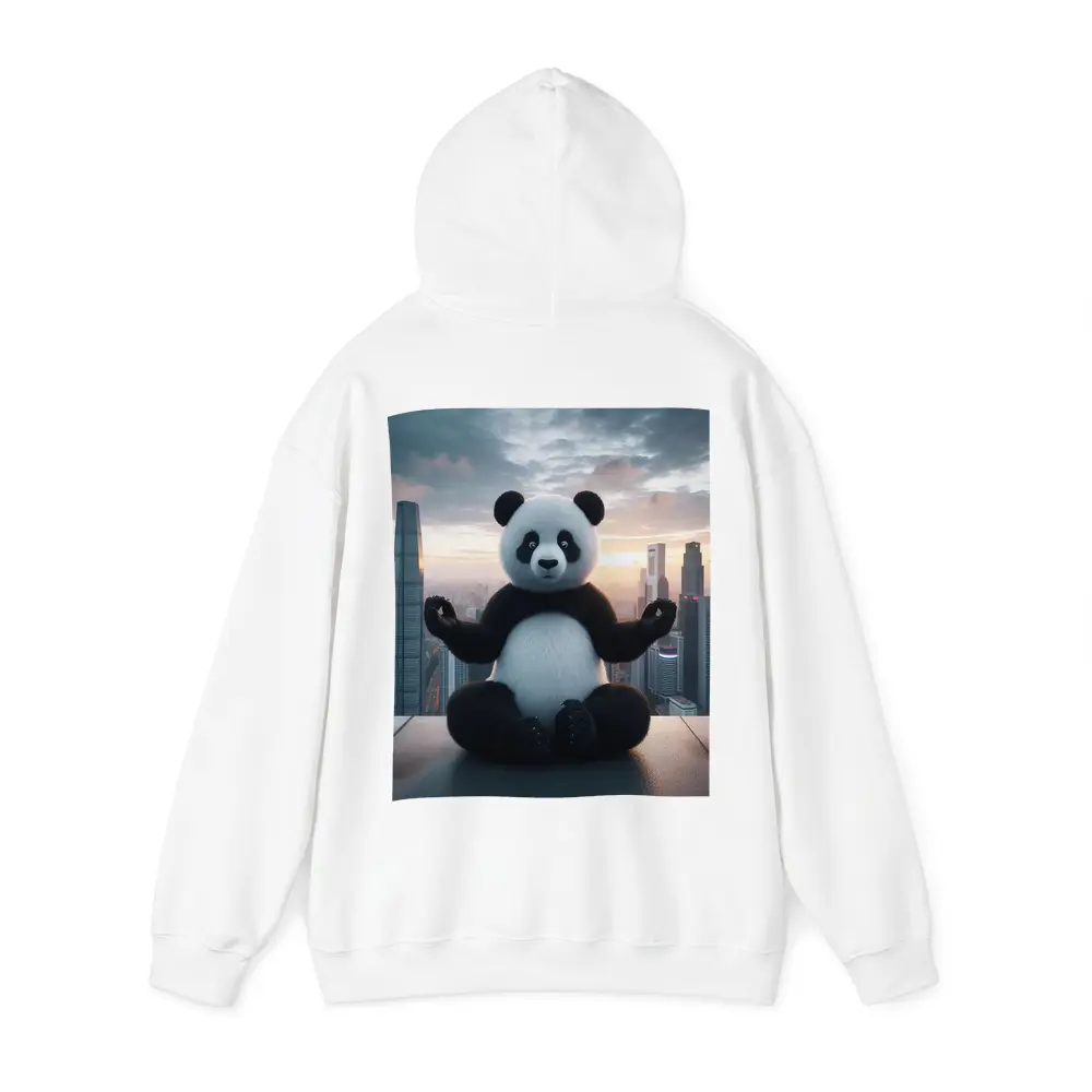 Panda Meditating Above City Skyline Sunset – Hoodies