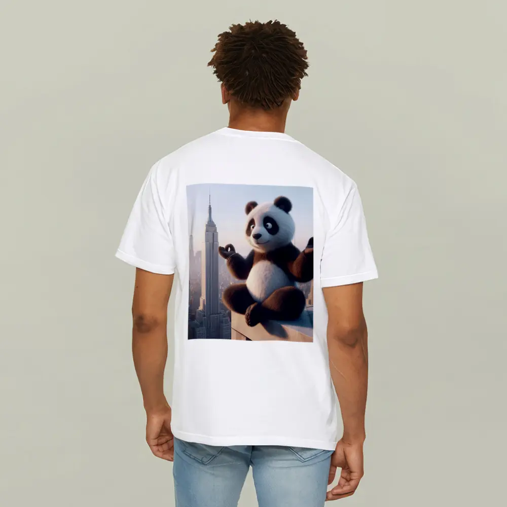 Meditating Panda Above New York City Skyline – T-Shirts