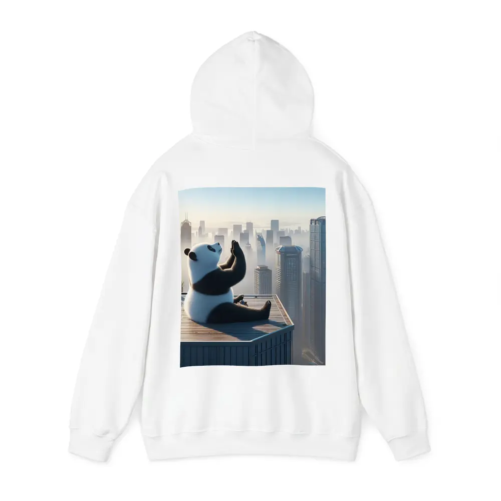 Panda Meditating on Rooftop City Skyline – Hoodies