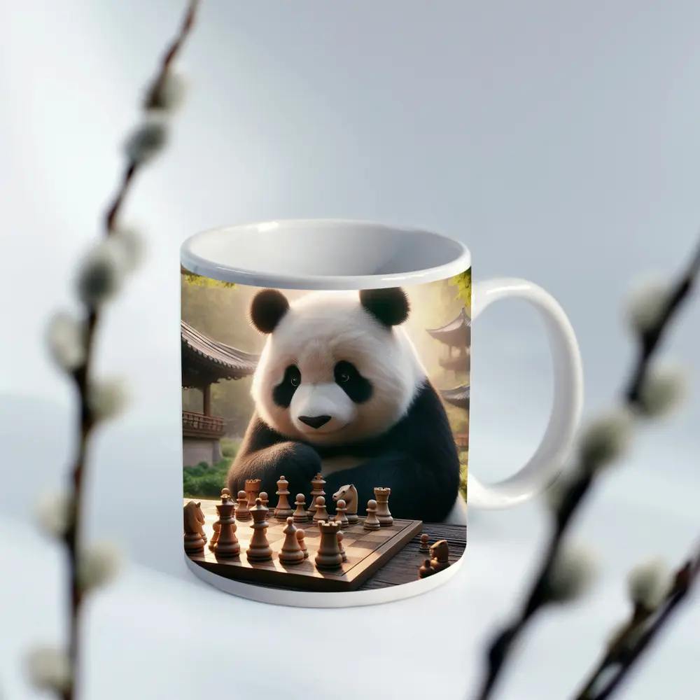 Panda Playing Chess in Chinese Garden – Mugs