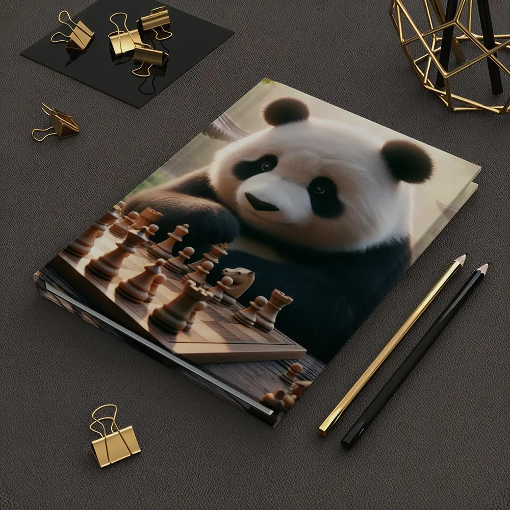 Panda Playing Chess in Chinese Garden – Notebooks