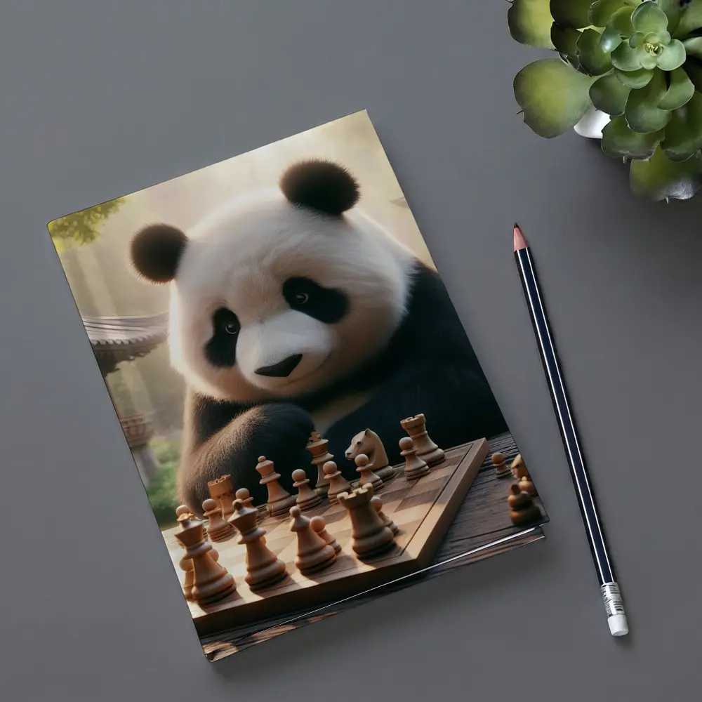 Panda Playing Chess in Chinese Garden – Notebooks