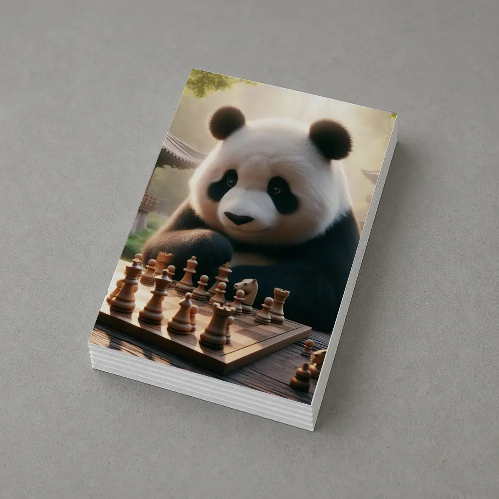 Panda Playing Chess in Chinese Garden – Postcards