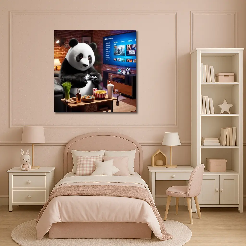 Panda Gaming Controller Cozy Living Room – Wall Art