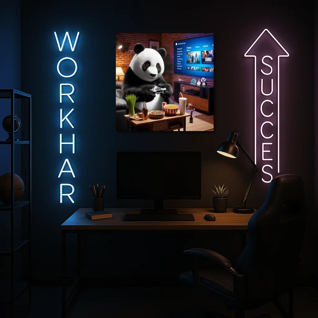 Panda Gaming Controller Cozy Living Room – Wall Art