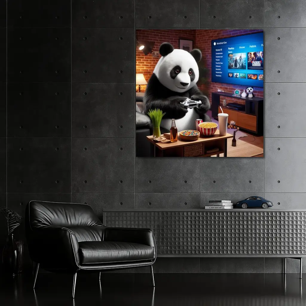 Panda Gaming Controller Cozy Living Room – Wall Art
