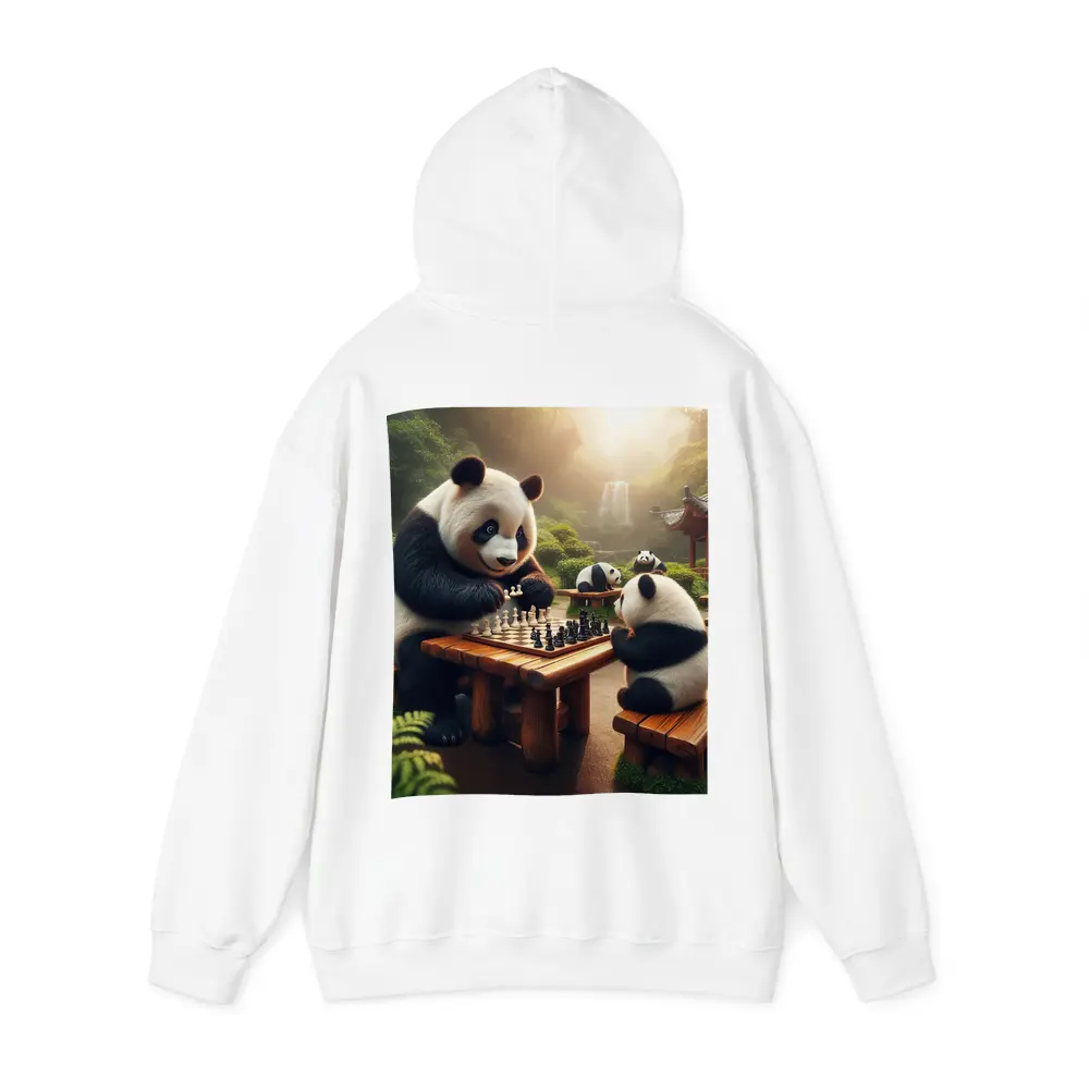 Pandas Playing Chess in Forest Garden – Hoodies