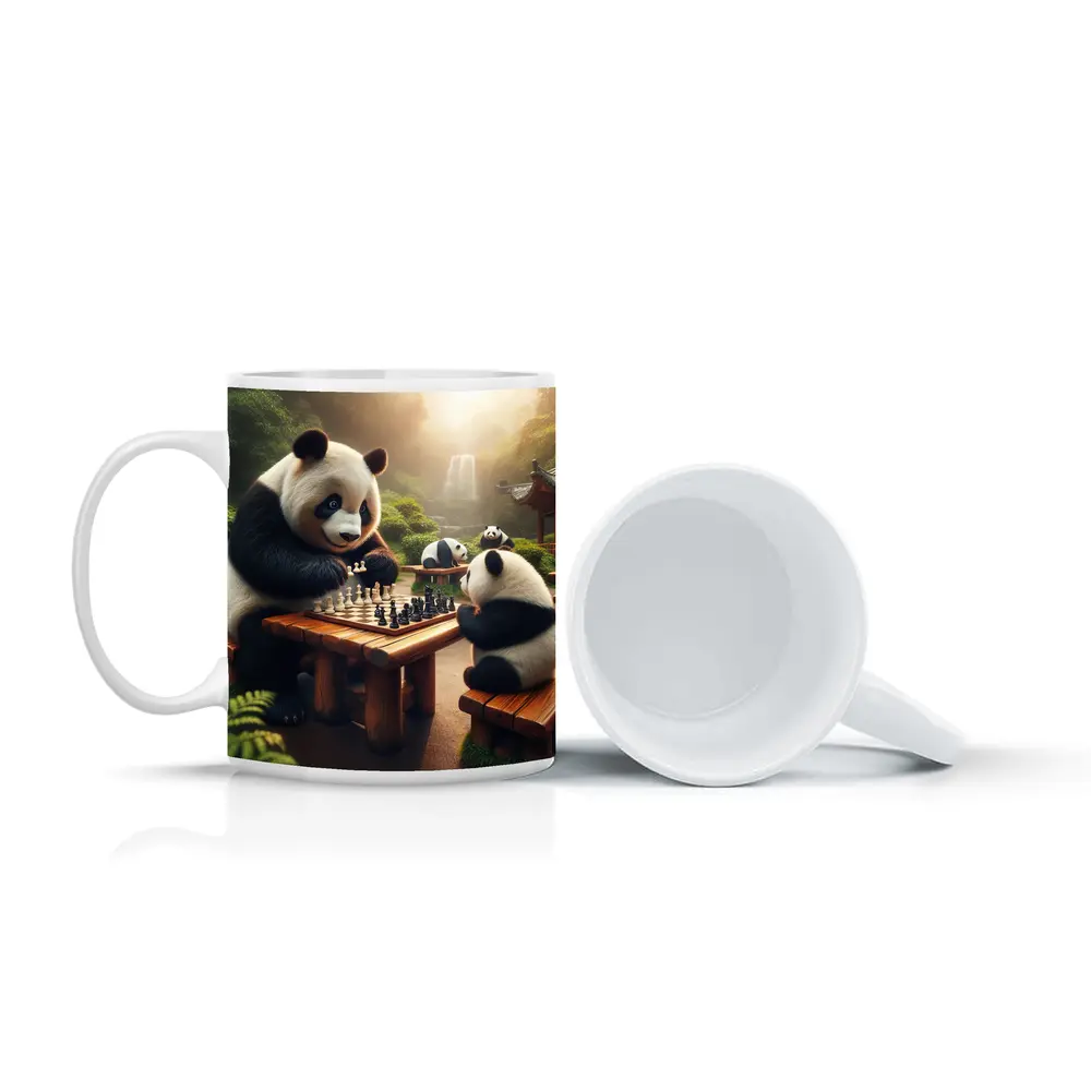 Pandas Playing Chess in Forest Garden – Mugs