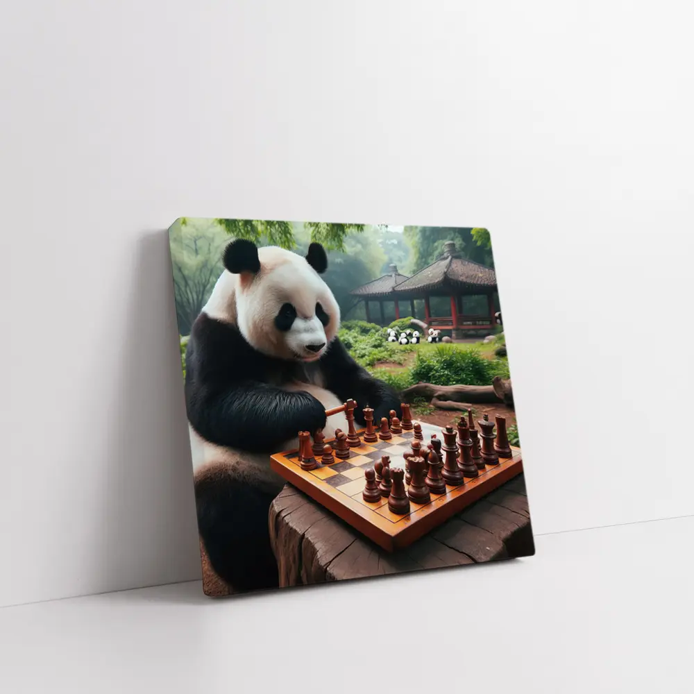 Giant Panda Playing Chess Forest Garden – Wall Art
