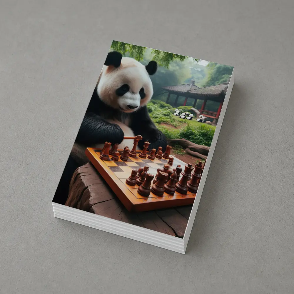Giant Panda Playing Chess Forest Garden – Postcards
