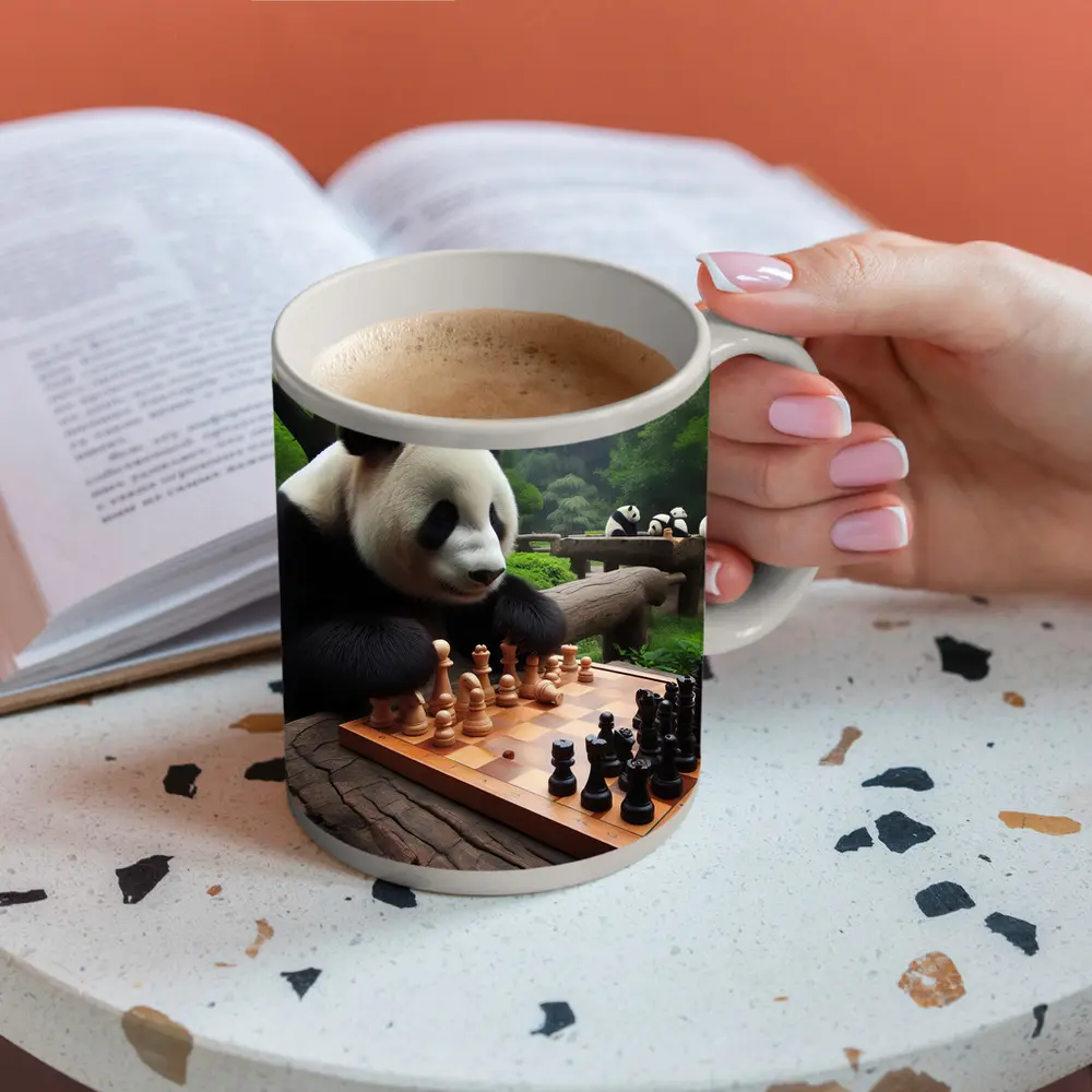 Giant Panda Playing Chess in Forest – Mugs