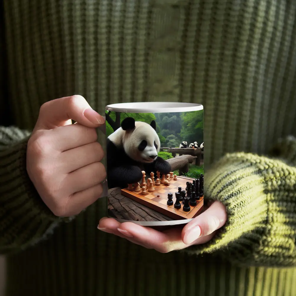 Giant Panda Playing Chess in Forest – Mugs