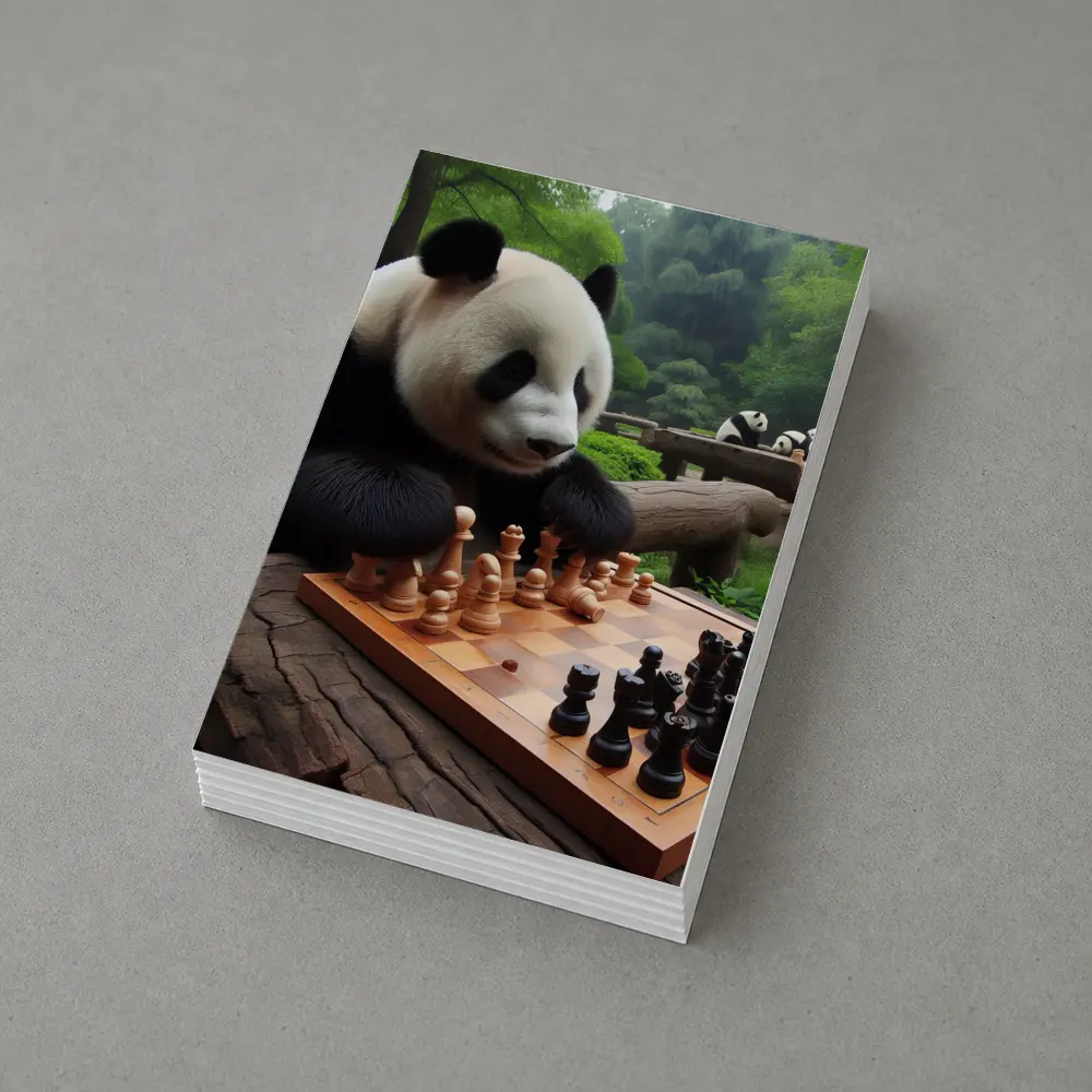 Giant Panda Playing Chess in Forest – Postcards