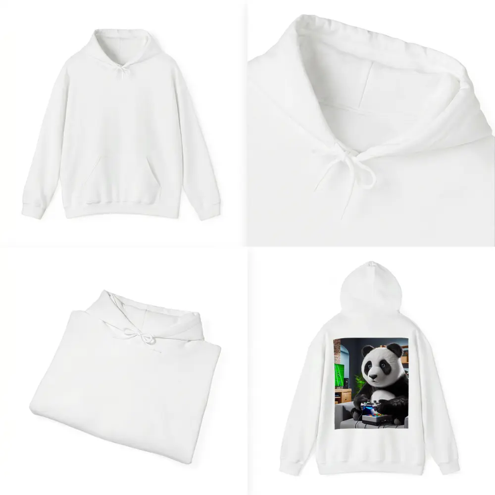 Panda Playing Video Games on Couch – Hoodies