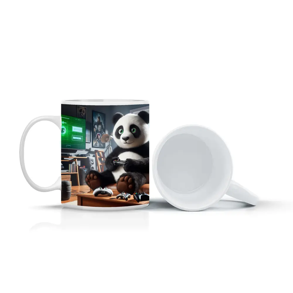 Panda Playing Video Games Cozy Living Room – Mugs