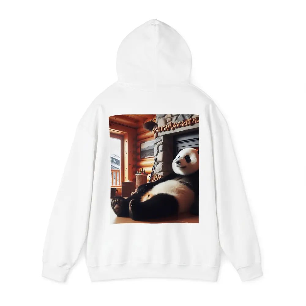 Giant Panda Relaxing By Cozy Fireplace – Hoodies