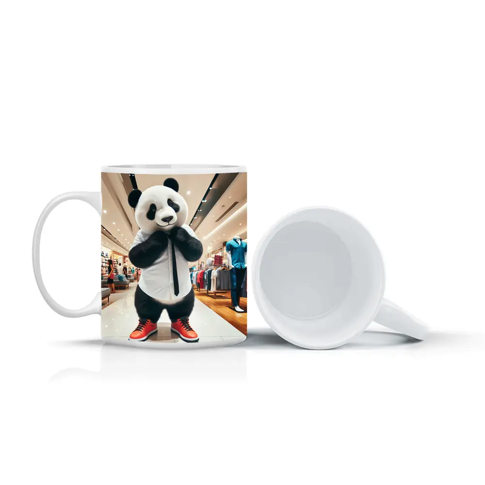 Panda Bear Dressed Up In Clothing Store – Mugs