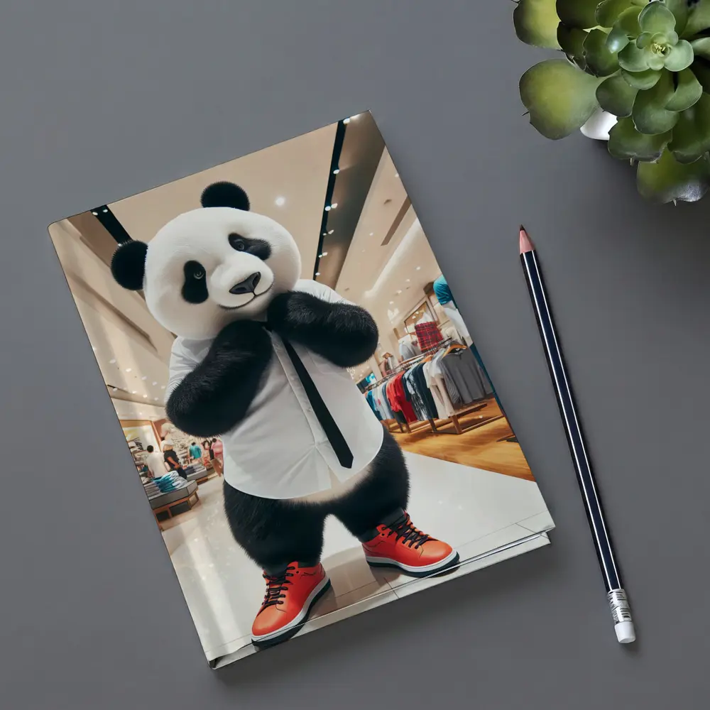 Panda Bear Dressed Up In Clothing Store – Notebooks