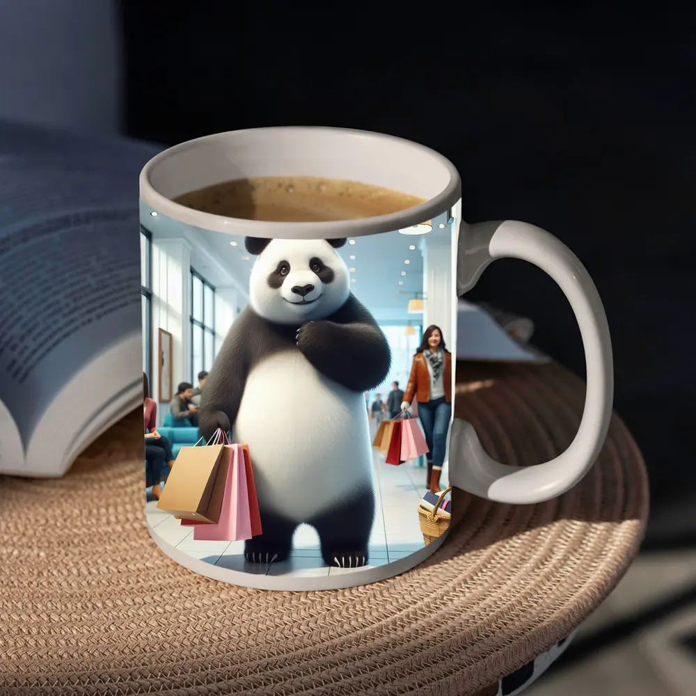 Panda Bear Shopping In Bright Retail Store – Mugs