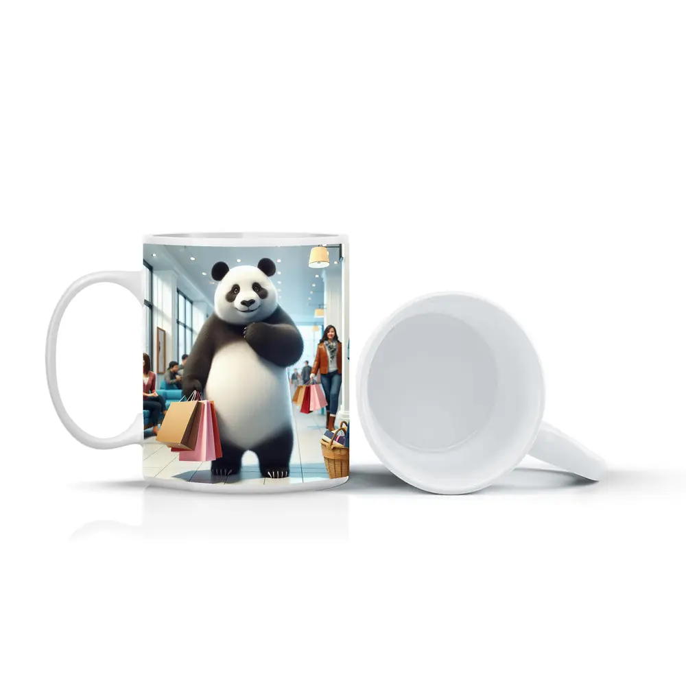 Panda Bear Shopping In Bright Retail Store – Mugs