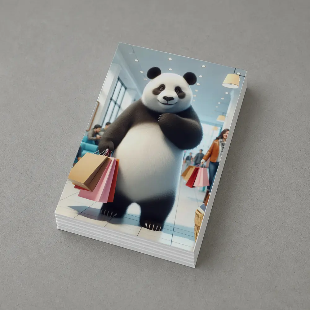 Panda Bear Shopping In Bright Retail Store – Postcards
