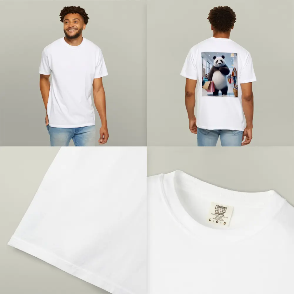 Panda Bear Shopping In Bright Retail Store – T-Shirts