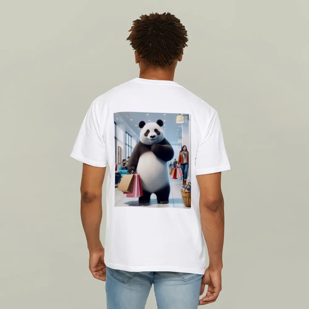 Panda Bear Shopping In Bright Retail Store – T-Shirts