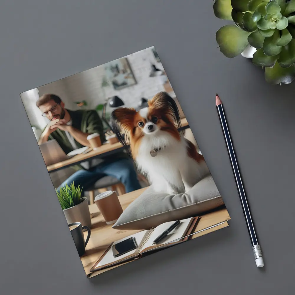 Papillon Dog Sitting on Pillow Office – Notebooks