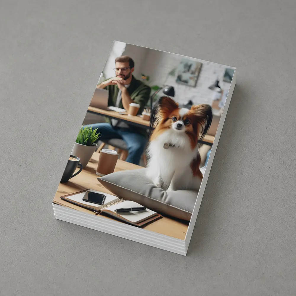 Papillon Dog Sitting on Pillow Office – Postcards