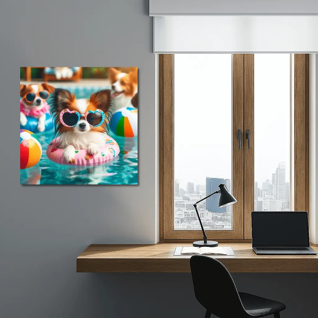Papillon Dog Sunglasses Pool Party Summer – Wall Art