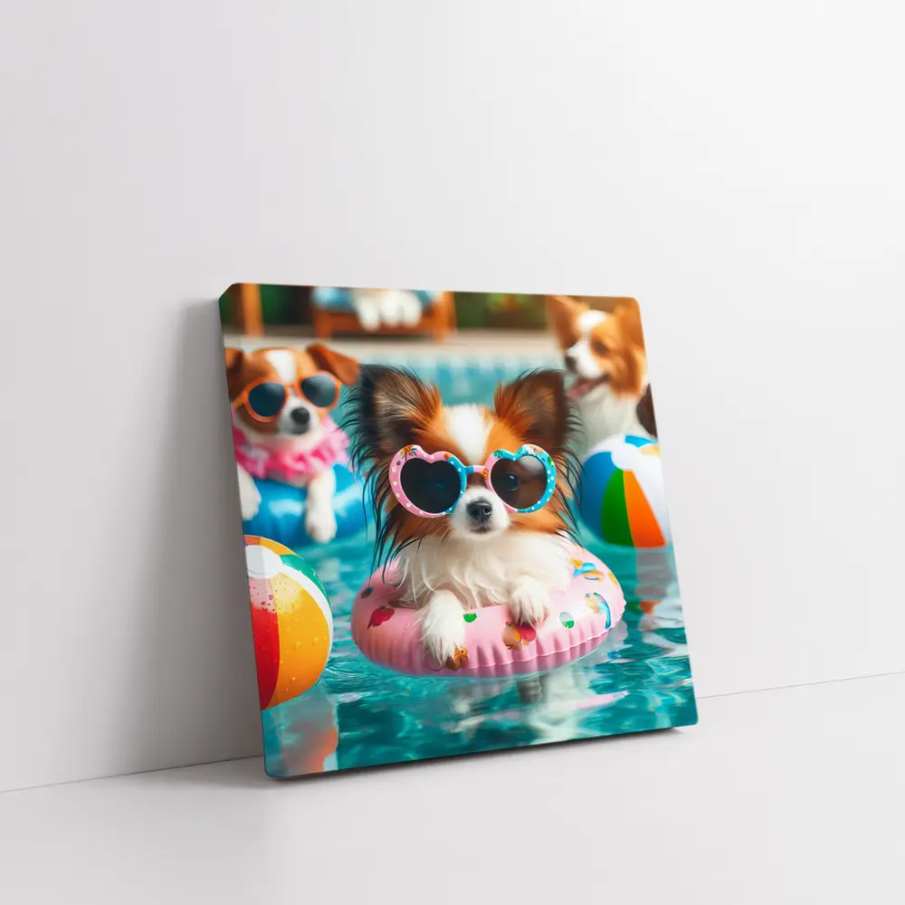 Papillon Dog Sunglasses Pool Party Summer – Wall Art