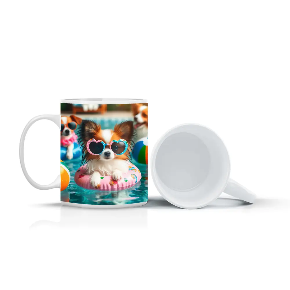 Papillon Dog Sunglasses Pool Party Summer – Mugs