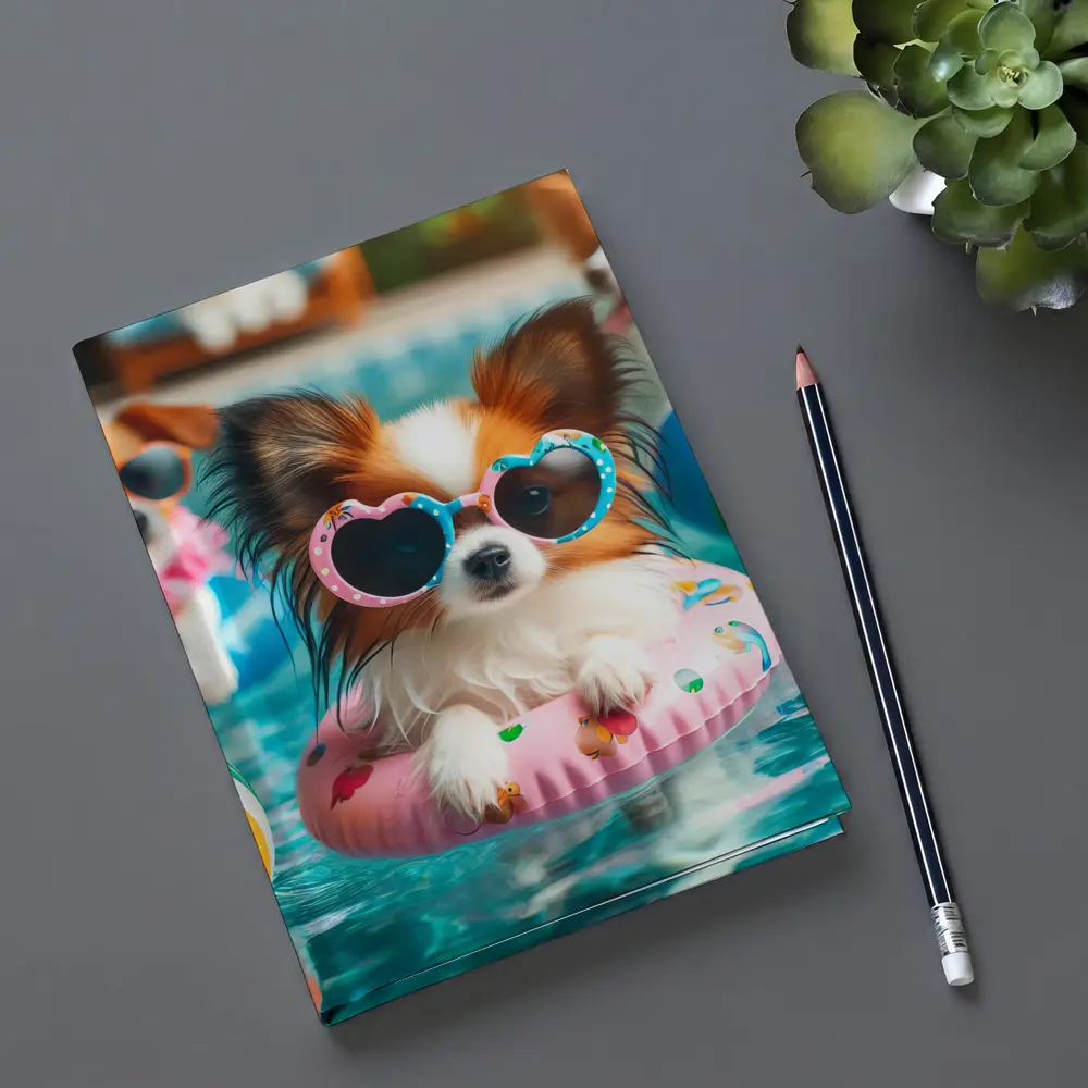 Papillon Dog Sunglasses Pool Party Summer – Notebooks
