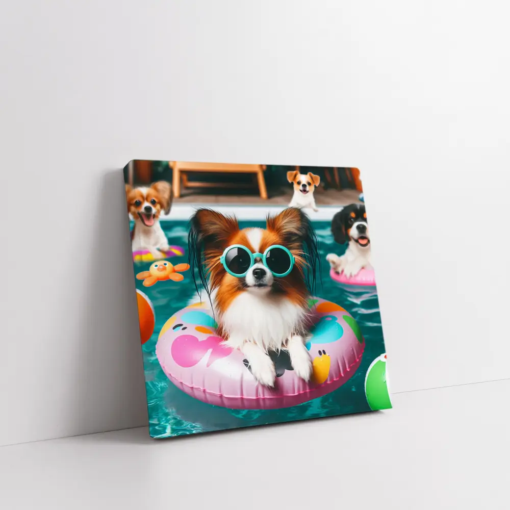Papillon Dog Pool Party Summer Fun – Wall Art